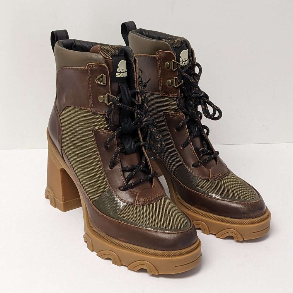 Sorel Brex Heel Lace Bootie, Brown/Olive, Women's 9 M